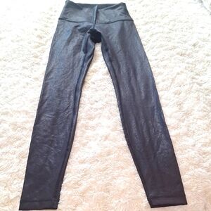 Lululemon Shiny Black Yoga Leggings 12" Waist 8" Rise 28" Inseam